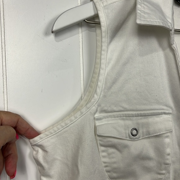 Harley-Davidson Womens Vest White L Corset Back w/Bling Zip Front Pockets Cotton - Picture 7 of 13